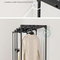 SONGMICS Dulap portabil pentru haine cu 3 bare de suspendare si rafturi, structura metalica, 43x182x182 cm, negru