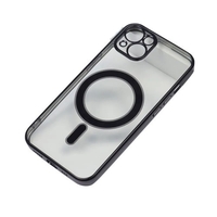 Husa MagSafe pentru Apple iPhone 13, Protectie camera, Full TPU, Margini colorate Electroplating, Magnetica, Incarcare Wireless, Vafy, Negru