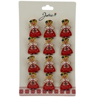 Set 12 Brose Martisor Primavara, Jolie, Model Fata, cu Mesaj Mandra de Tara Mea, Multicolor