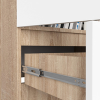 Dulap inchis cu 2 usi si sertar, 4 rafturi, PAL laminat 16 mm, 60x35x180 cm, stejar sonoma si alb