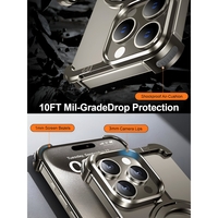 Husa MagSafe Metalica Compatibila cu iPhone 15 Pro Max, Vafy, Clear Case, Aliaj de Aluminiu, cu Magnet, fara Rama, Antisoc, Antizgariere, Incarcare Wireless, Gri Metalizat