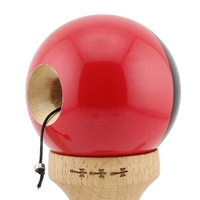 Kendama X Originala, Profesionala, Flippy, Big Cups V2, Super Sticky cu Cupe Mari, Rulment Metalic, din lemn 18 cm, Ata 55 cm, Negru/Rosu