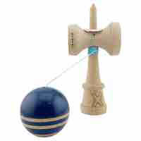 Kendama X Originala RAINBOW, Profesionala, Flippy, Cupe Mari KING SIZE V3, Super Sticky, Gaura in Baza, Rulment Metalic, din lemn 18 cm, Ata 62/65 cm, Albastru/Maro