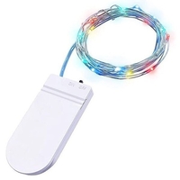 Instalatie Craciun, 2 metri, 20 LED-uri, Multicolor, cu baterii, fir cupru, liniar, interior/exterior, Vafy