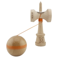 Kendama X Originala, Profesionala, Flippy, Super Sticky, Cupe Mari KING SIZE V3, Gaura in Baza, Rulment Metalic, din lemn 18 cm, Ata 62/65 cm, Original Portocaliu