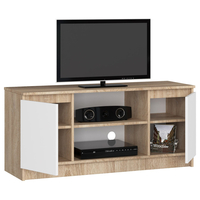 Comoda TV cu 2 usi si o polita, PAL laminat 16 mm, 120x40x55 cm, stejar sonoma si alb