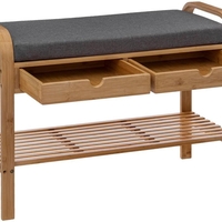 Banca suport pantofi 5Five cu 2 sertare, bambus, 74x34x55 cm, bej
