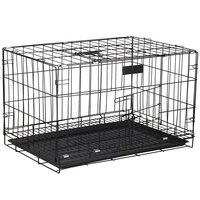 Cusca pentru animale, 2 usi, Pliabila din metal, XL, Negru, 93x67x56 cm
