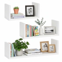 Set 3 rafturi de perete din MDF pentru decor si organizare, 30, 45 si 60 cm, alb