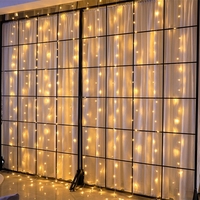 Instalatie Craciun, Tip Perdea, IP44, 13 m x 1 m, 780 LED-uri, Alb cald, cu flash, Transformator cu telecomanda, Interconectabila, Prelungitor 3 m inclus, Fir transparent, Interior/ Exterior, Vafy