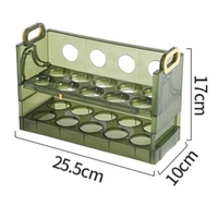 Suport Organizator pentru Oua, Flippy, pentru Frigider, Verde transparent, Capacitate 20 oua, Doua straturi, cu Data de Expirare, 25.5x10x17 cm