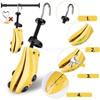 Set 2 Sanuri/Calapoade Reglabilile, Flippy, pentru Alungit si Largit Pantofi, Geanta si Incaltator Incluse, Universale, Unisex, din ABS Premium, Arc, Marime 30 - 36, Galben