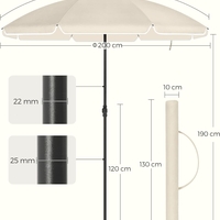 SONGMICS Umbrela terasa gradina sau plaja, cu inclinare, husa, diametru 200cm, bej