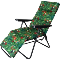 Scaun de gradina cu perna, reglaj pe pozitii, cadru metalic pliabil, 57x83x106 cm, multicolor