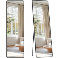SONGMICS Oglinda de podea tip dressing, rama din aluminiu, sticla securizata, 150x40 cm, negru
