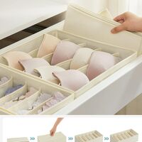 SONGMICS Organizator lenjerie set 8 cutii pliabile din material textil, pentru sertare si dulap, bej