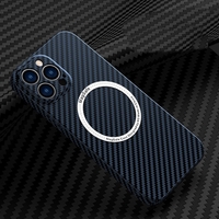 Husa de protectie pentru iPhone 14 Plus, Vafy, Magnetica, MagSafe, Carbon Fiber Protectie Antisoc, Albastru