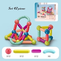 Set 36 piese magnetice de constructie, Flippy, Forme geometrice, Multicolor