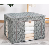 Cutie Depozitare, Vafy, 66L, din Material Textil, 50 x 40 x 33 cm, pentru Haine si Lenjerii, Model Bambus, Verde