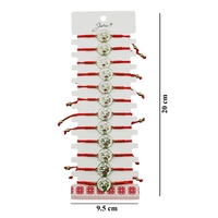 Martisor Bratara pentru Dama si Copii, Jolie, Model Gradina Magica cu Lacramioare si Fluture, Set 12 bucati, Pandantiv Emailat, Snur Reglabil, Rosu/Alb