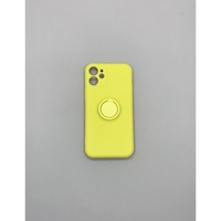 Husa protectie Vafy compatibila cu Apple iPhone 12 Liquid Silicone Ring cu suport rotativ Galben