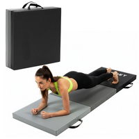 Saltea fitness pliabila 3 segmente, PVC si spuma EPE, 180x60x6 cm, negru si gri