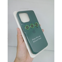 Husa Apple iPhone 14 Pro, Vafy, din Silicon Lichid, Interior din Microfibra, Lentile Fosforescente de Protectie Camera, Anti Amprenta, Rezistenta la Socuri, Verde
