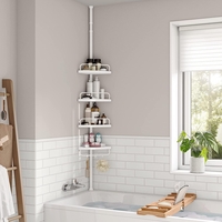SONGMICS Etajera colt dus, 4 rafturi, inaltime reglabila 85-305 cm, otel si plastic PP, alb