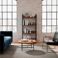 Etajera cu 4 polite din MDF si cadru metalic, stil industrial, 60x28x124.5 cm, maro inchis si negru