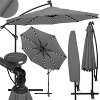 Umbrela de gradina cu brat lateral banana, iluminare LED, cu husa, 300cm, gri