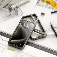 Husa de Protectie Armor Metal Compatibila cu iPhone 15 Pro, Vafy, Antizgariere, Antisoc, Protectie Supraincalzire, Gri Metalizat