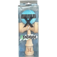 Kendama X Originala, Profesionala, Flippy, din Lemn, 18 cm, Rubber Grip, Dungi Albastru/Negru