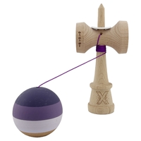 Kendama X Originala, Profesionala, Flippy, Rubber Grip, Cupe Mari KING SIZE V3, Gaura in Baza, Rulment Metalic, din lemn 18 cm, Ata 62/65 cm, Special Purpuriu/Mov/Lila