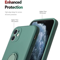 Husa protectie Vafy compatibila cu Apple iPhone 12 Mini Liquid Silicone Ring cu suport rotativ Verde