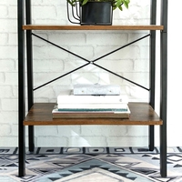 VASAGLE Biblioteca tip scara, cadru otel cu 4 polite din MDF, stil industrial, 56x34x138cm, maro rustic