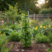 Pergola gradina piramidala pentru plante cataratoare, structura otel, 31x31x200 cm, verde inchis