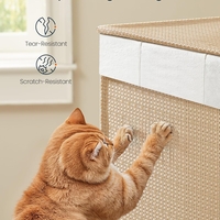 SONGMICS Cos rufe din tesatura tip ratan, 140L cu 3 compartimente si roti, 66x38x65 cm, bej natur