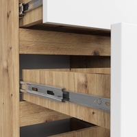 Comoda cu 4 sertare, PAL laminat 16mm, 40x35x74 cm, stejar artisan si alb