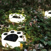Set 4 Lampi Solare Led pentru Gradina, Flippy, Model Laba de Urs, 14 x 13 x 3 cm, Buton On-Off, Alb Rece, Negru/Alb