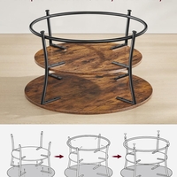 VASAGLE Masuta de cafea rotunda cu raft, cadru metalic, stil industrial, 80x45 cm, maro rustic