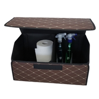 Cutie de Depozitare Auto, Flippy, Organizator Premium Portbagaj, Geanta Multifunctionala din Piele Ecologica, Rezistent la Uzura si Pliabil, 2 Compartimente Depozitare, Maro Havana, 55 x 30 x 30cm