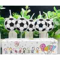 Set 5 Lumanari de Tort, Flippy, Model Mingi de Fotbal, 3.5 cm, din Ceara, Alb/Negru