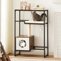 FEANDREA Mobilier 2 in 1 pentru pentru pisici cu ascunzatoare, 74x34x114cm, maro vintage