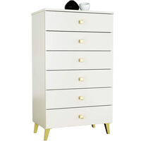 Comoda MOBI K-06, 6 sertare, 60x37x104 cm, casmir cu detalii aurii