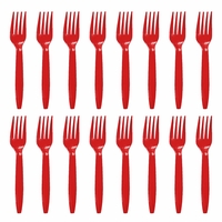 Set 16 Furculite de Unica Folosinta, Flippy, din Plastic, 15 cm, Rosu