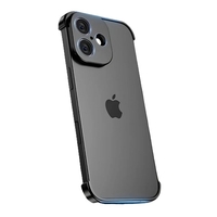 Carcasa de Telefon, Vafy, Compatibila Apple iPhone 17, Fara Rama, doar Colturi si Camera, din Metal, Grosime 0.1 mm, Negru