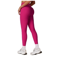 Pantaloni de Fitness/Yoga, Flippy, pentru Femei, Material Elastic, Spandex, Talie Inalta, Roz, Marime L