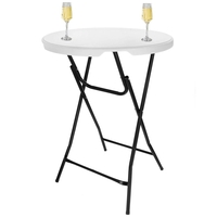 Masa catering profesionala pentru evenimente, inalta, cu picioare metal pliabile, rotunda, d 80 cm, h 110 cm, alb