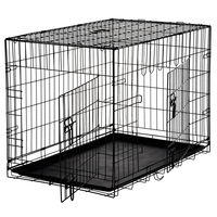 Cusca metalica pentru caine XL, pliabila, cu tava detasabila si maner, 91x57x63 cm, negru