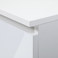 Birou colt dreapta in L cu 3 sertare si rafturi, fronturi din MDF lucios, 155x85x77 cm, alb lucios